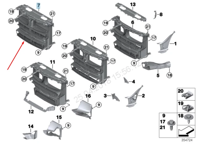 BMW X5 F15 Radiator Air Intake Duct Support 51647308045 7308045 2015 ...