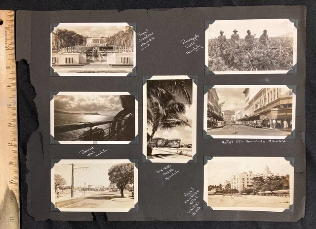 1940's WWII Rare Photo (Lot of 7)  Honolulu Waikiki Beach Hawaii CF