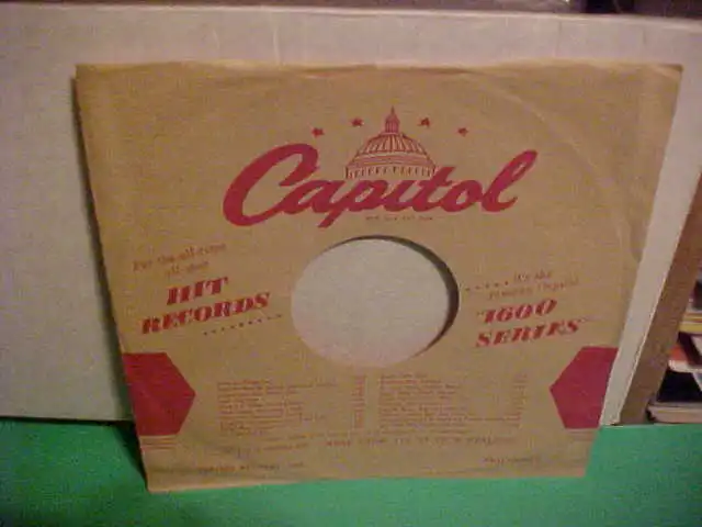 Capitol 1600 Records Company Factory Paper Sleeve Only No Record 10 Inch 78 Rpm