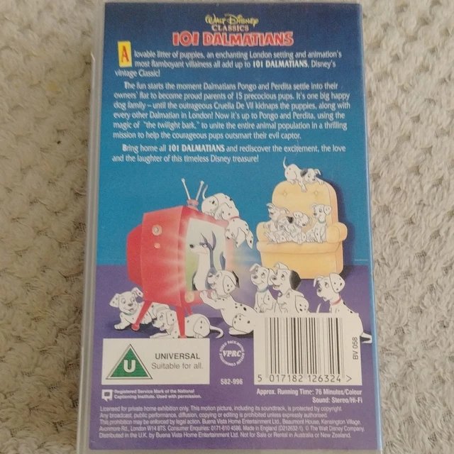DISNEY'S 101 DALMATIANS, 1961 VHS £4.38 - PicClick UK