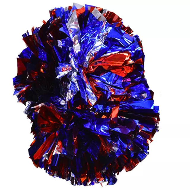 Cheerleader Pom Poms Silver Red Blue for Dance Party School Sports Aerobics 2