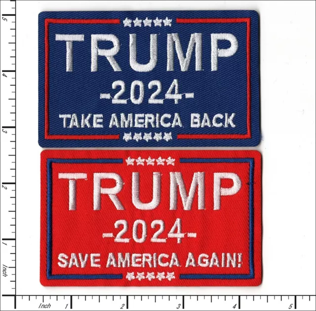 22 Pcs Embroidered Ironon Patch 2 Style Trump 2024 Save American Again AP025tR1