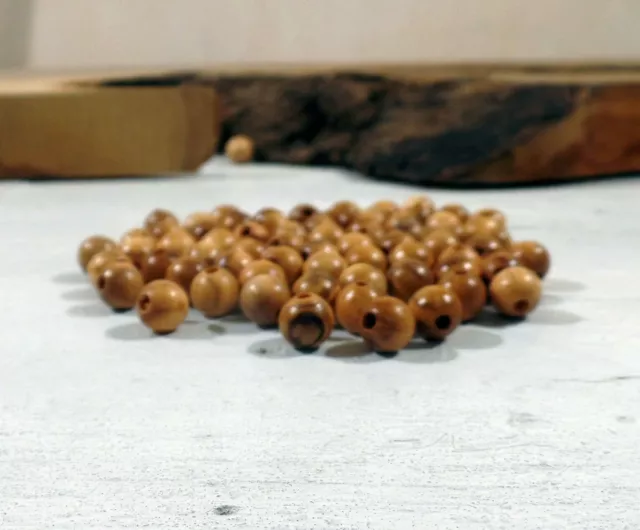 Perles en bois d'olivier 6mm rondes pour chapelets ou colliers d'olivier
