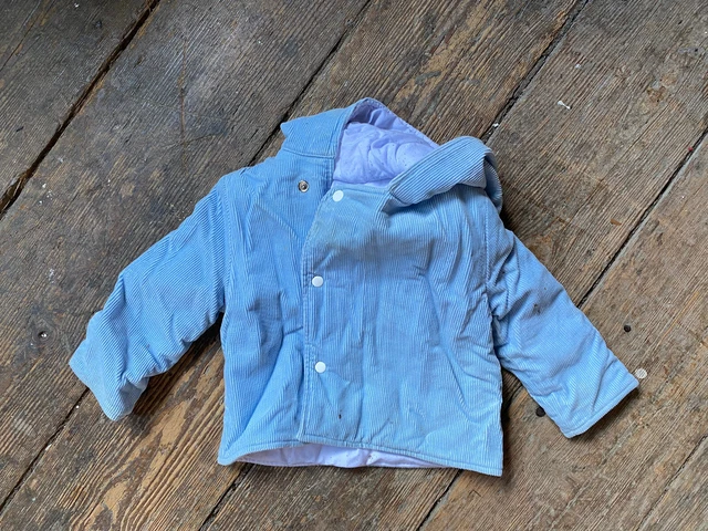 Vintage Toddler Coat Mister Mom Blue Corduroy Boys Girls Hooded 12M / 12 M