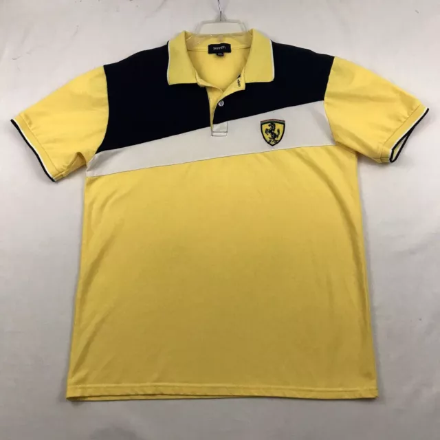 Ferrari Mens Polo Shirt The Prancing Horse Embroidered Logo Size XXL Yellow Blue