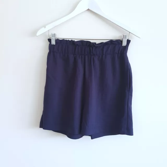 Size 8 ladies vgc anko paper bag navy blue shorts with side pockets