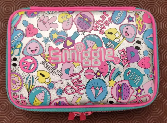 Smiggle Hard Pencil Case -  Multicoloured - 2 Separate Zipped Compartments