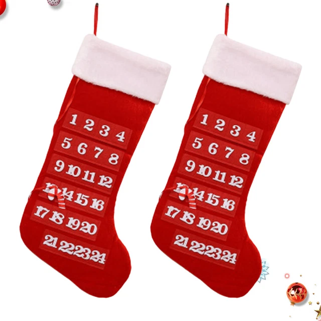 2 PIEZAS Navidad Cuenta atrás Calendario 24 Días Medias de Navidad Formado Pared