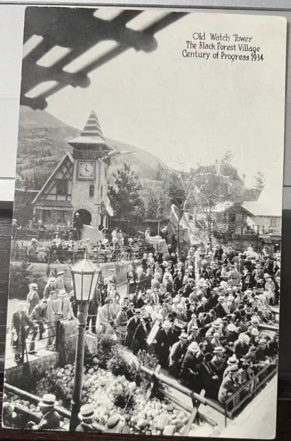 Postcard RPPC Black Forest Village Old Watch Tower Century Of Progress 1934  H6