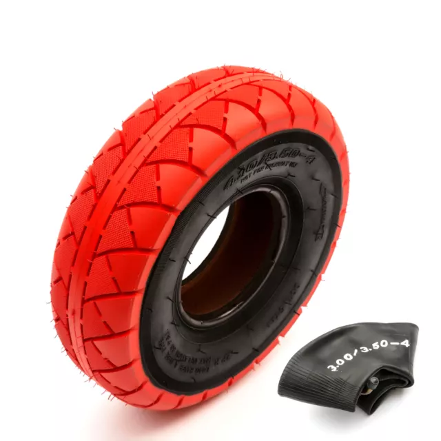 10 Inch Tyre & Inner Tube 4.10/3.50-4 Mini BMX Bike Red Tread 4" Wheel Rim