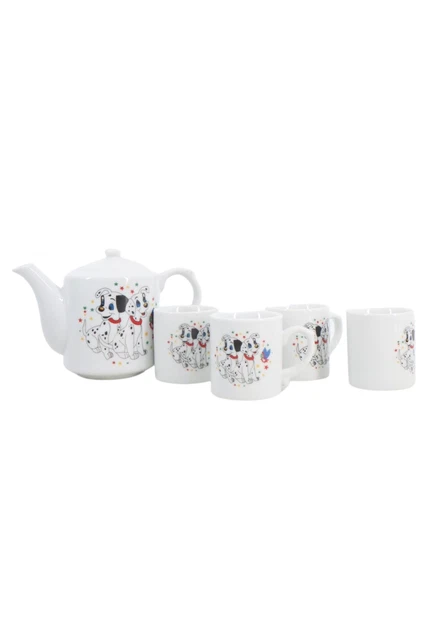 Servizio da tè bianco Anz. 4 coperti Anz. 5 pezzi ceramica dalmata 6 cm