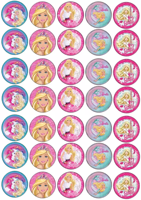 30 x Barbie Head Edible Cupcake PRE-CUT Toppers Birthday Party Decoration