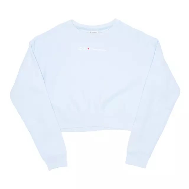 CHAMPION Embroidered Cropped Pastel Blue Sweatshirt Womens S