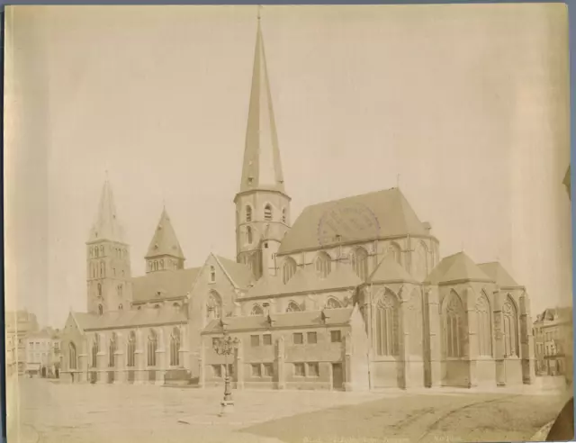 ND. Belgique, Gand, L&#039;Eglise St. Jacques  Vintage albumen print.  Tirage