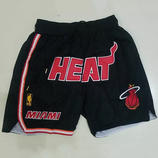 Retro Miami Heat City Edition Basketball Pants Stitched Pocket Version