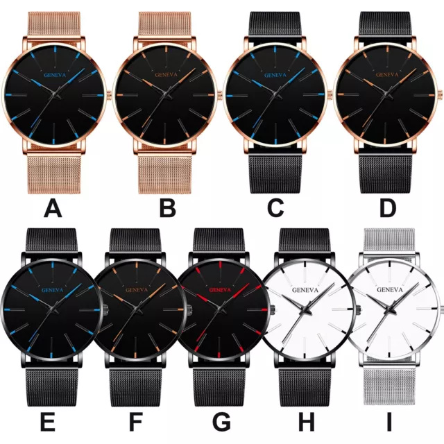 Men's Fashion Ultra Thin Watches Business Stainless Steel Mesh Quartz Watch New