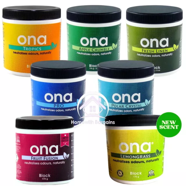 ONA BLOCK 170g Odour Control Neutraliser Eliminate Smells ALL SCENTS Hydroponics