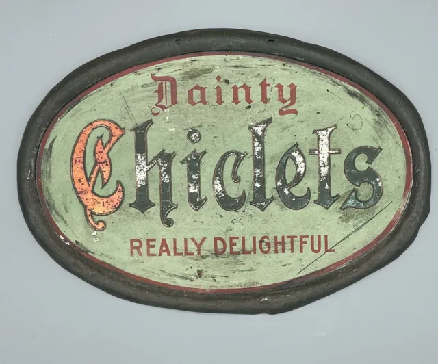 1920’s / 1930’s Vintage Chiclets Gum advertising sign Macdonald Mfg Company