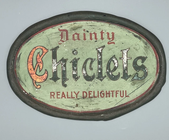 1920’s / 1930’s Vintage Chiclets Gum advertising sign Macdonald Mfg Company
