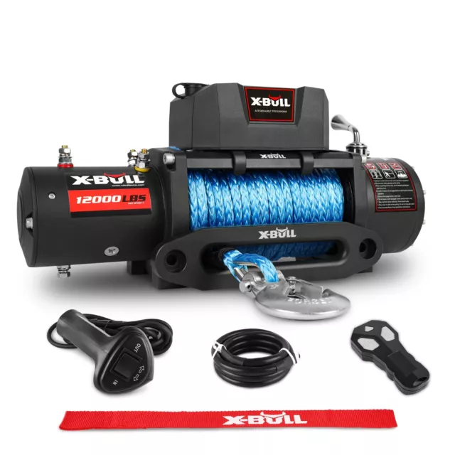 X-BULL 4X4 Electric Winch  12V 12000LBS Synthetic Rope 26M Wireless Remote 4WD
