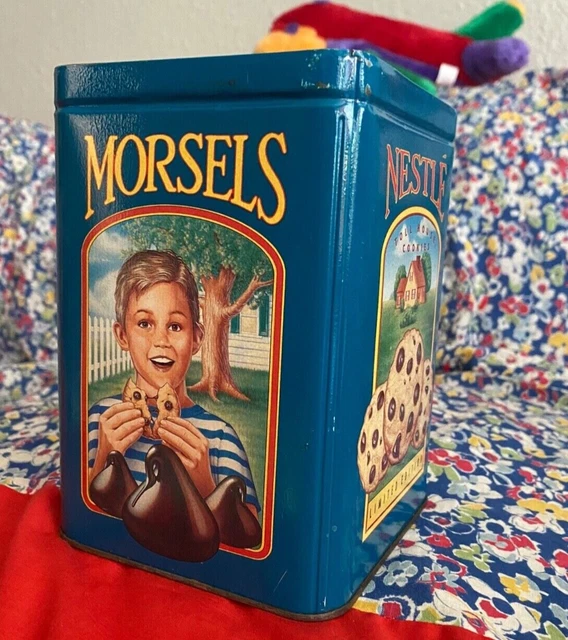 Tin~Nestle Toll House Morsels Choc Chip Vintage 1990's Blue/ Turquoise Color