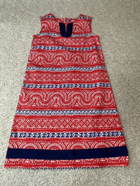 Vineyard Vines 8 Girls Shift Dress Red White Blue Sleeveless Zip