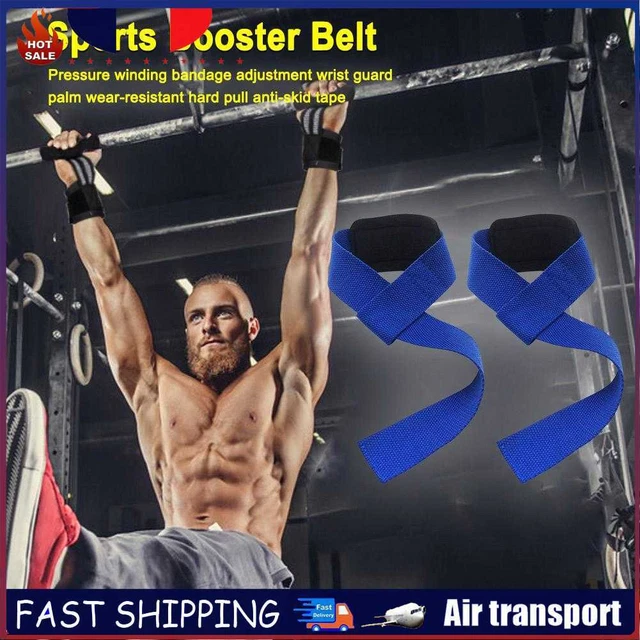 Weightlifting Wrist Support Wraps Grip Strap Gloves Fitness Belt (Grey) ~