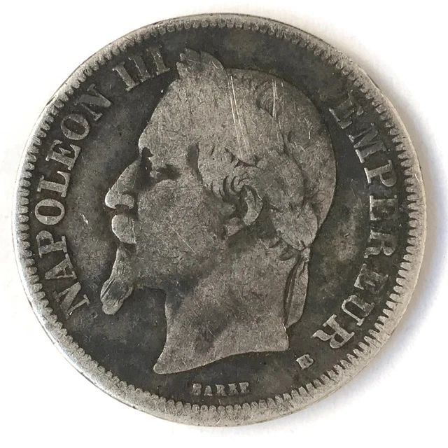 Broche Ancienne Transformée 2 Francs 1868 A Paris Napoléon III Argent