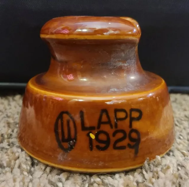 Vintage Ceramic 1929 LAPP Insulator Golden Brown
