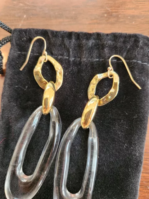 Alexis Bittar Dangling Lucite Earrings with 14K gold plated & Brass 3