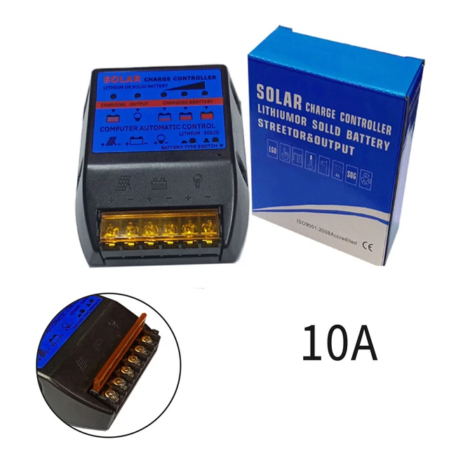 SOLAR CHARGE CONTROLLER PWM 10A 12V Build In Timer Battery Control ...