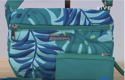 Samantha Brown To-Go Quilted Hip Bag with Pouch TROPICAL PALM LEAF nwt