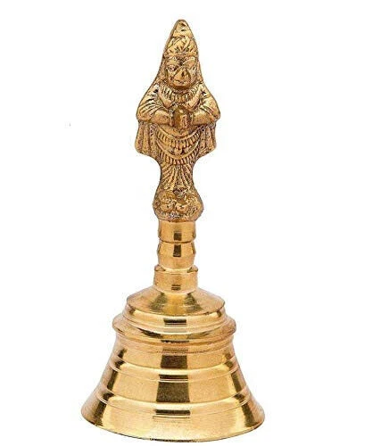 Cloche Pooja En Laiton Massif Doré PR INTERNATIONAL - Ghanti Pour Cérémonies Et Mandir