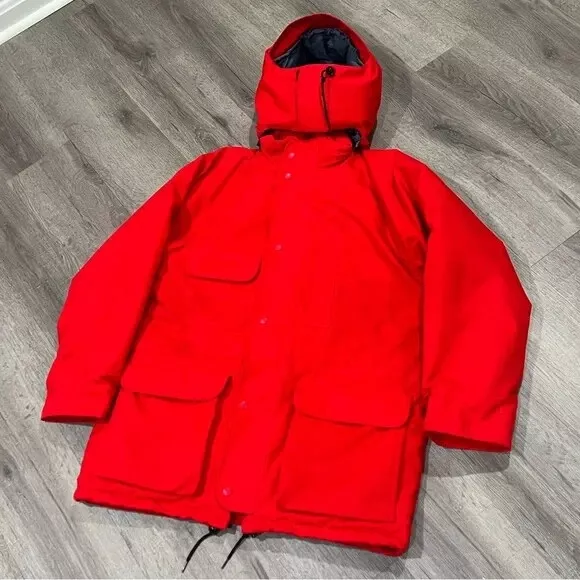 Men’s Medium Red Eddie Bauer Goose Down Made in Canada Artic Winter Parka Jacket 2