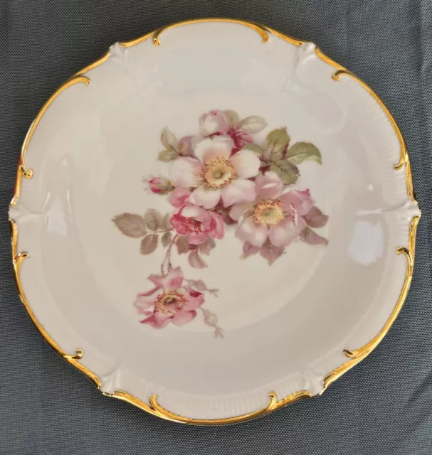 Vintage Plate Wild Rose Schumann Arzberg Germany Golden Crown E R EST 1886