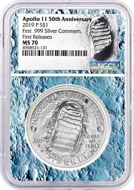 2019 P $1 Silver Apollo 11 50th Anniversary Dollar NGC MS70 First Releases