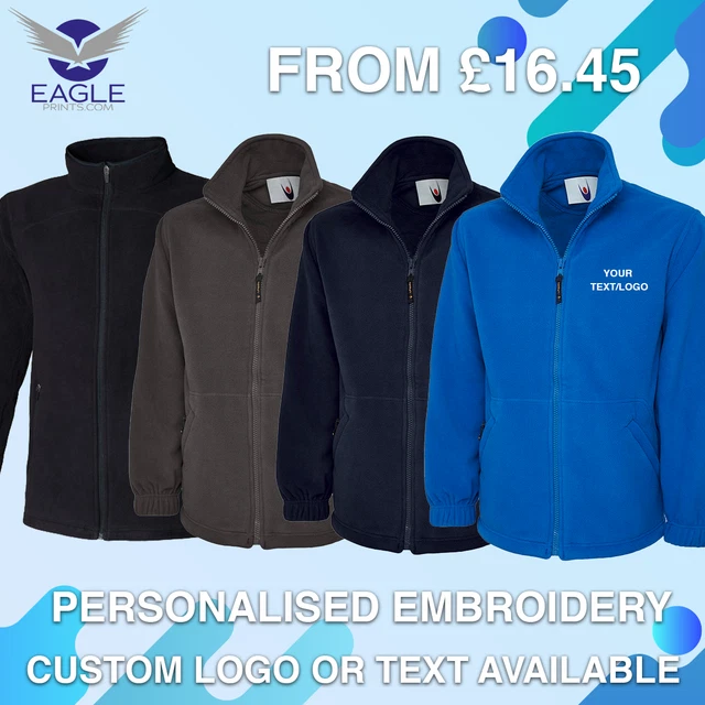 Personalised Fleece Jacket Work Wear Embroidered Company TEXT LOGO