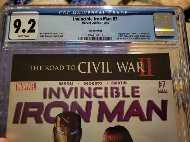 Invincible Iron Man #7 3rd print CGC 9.2 1st Riri Williams Ironheart 2