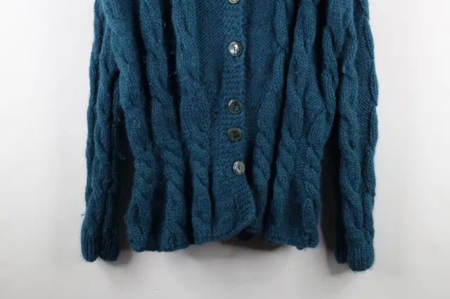 VTG 50S 60S Womens Large Heavy Wool Chunky Cable Knit Fisherman ...