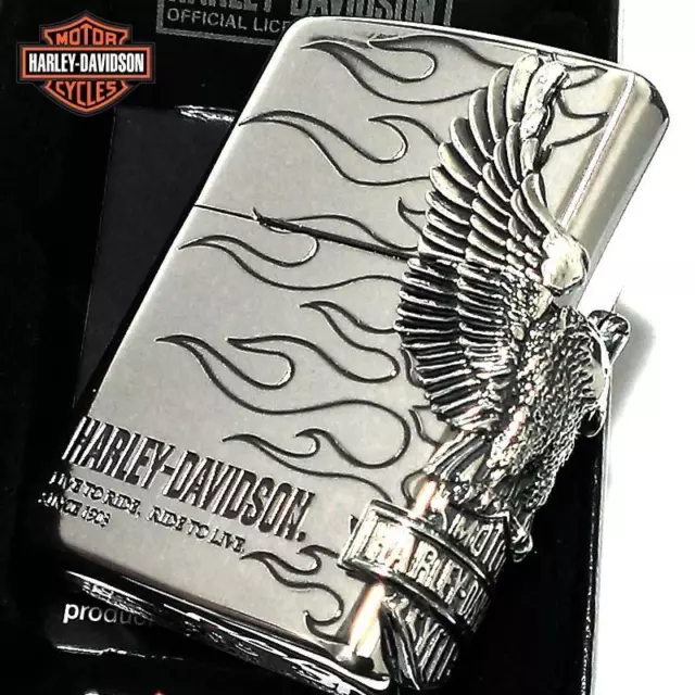 Harley Davidson HDP-04 Eagle Side Metal Silver Lighter Japan Zippo MIB