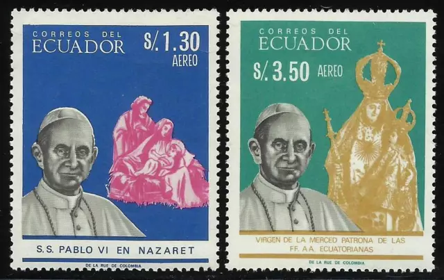 Ecuador A- 460/61 1967 Flugpost Papa Pablo VI Religion MNH