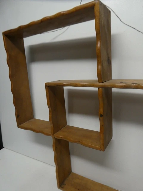 VINTAGE WOODEN PINE Wall Shelf Shadow Box Retro Mid Century Nick Nack ...