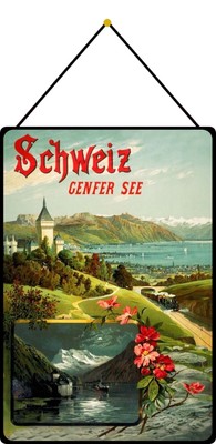 Berner Wengen Berner Oberland Panneau Métallique Plaque Voûté Étain Signer 20 X 30 CM 