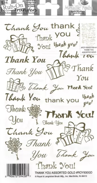 E-Z Rub-On Metallic Transfers (Thank You Assorted Gold) Crafting - ROY930GD