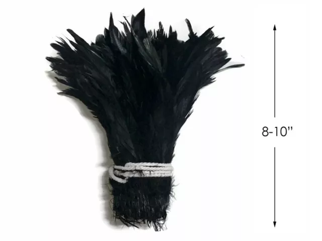 1/2 Yard 8-10" Black Strung Natural Bleach & Dyed Rooster Coque Tail Wholesale