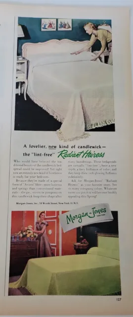 1952 Morgan-Jones Blanc Candlewick Radiant Heiress Couvre-Lit Vintage Annonce
