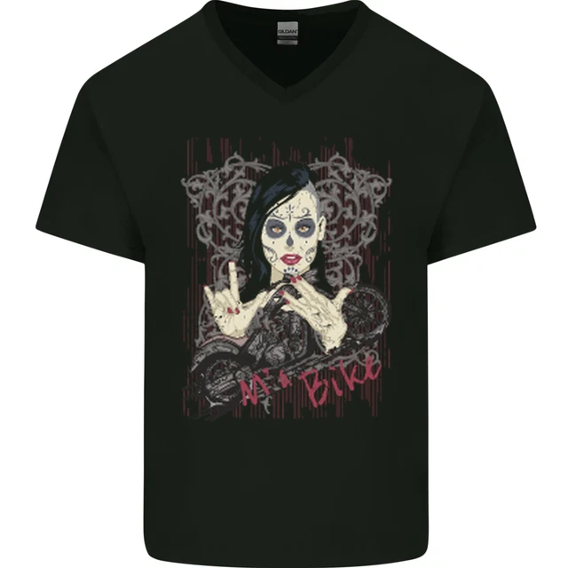 Ma Bike Skull Biker DotD Sugar Moto da uomo collo a V cotone