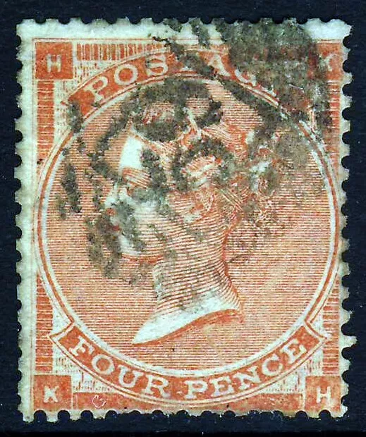 GB QV 1862 4d. Bright Red Plate 3 KH Without Hairlines SG 79 (Spec. 52[1]) VFU