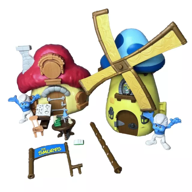 The Smurfs Play Set Bundle World Of Smurfs House Windmill Accs Jakks Pacific Toy