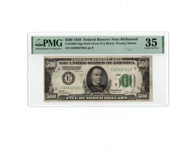 1928 500$ Federal Reserve Note Richmond.Fr2200-Edgs.PMG-35
